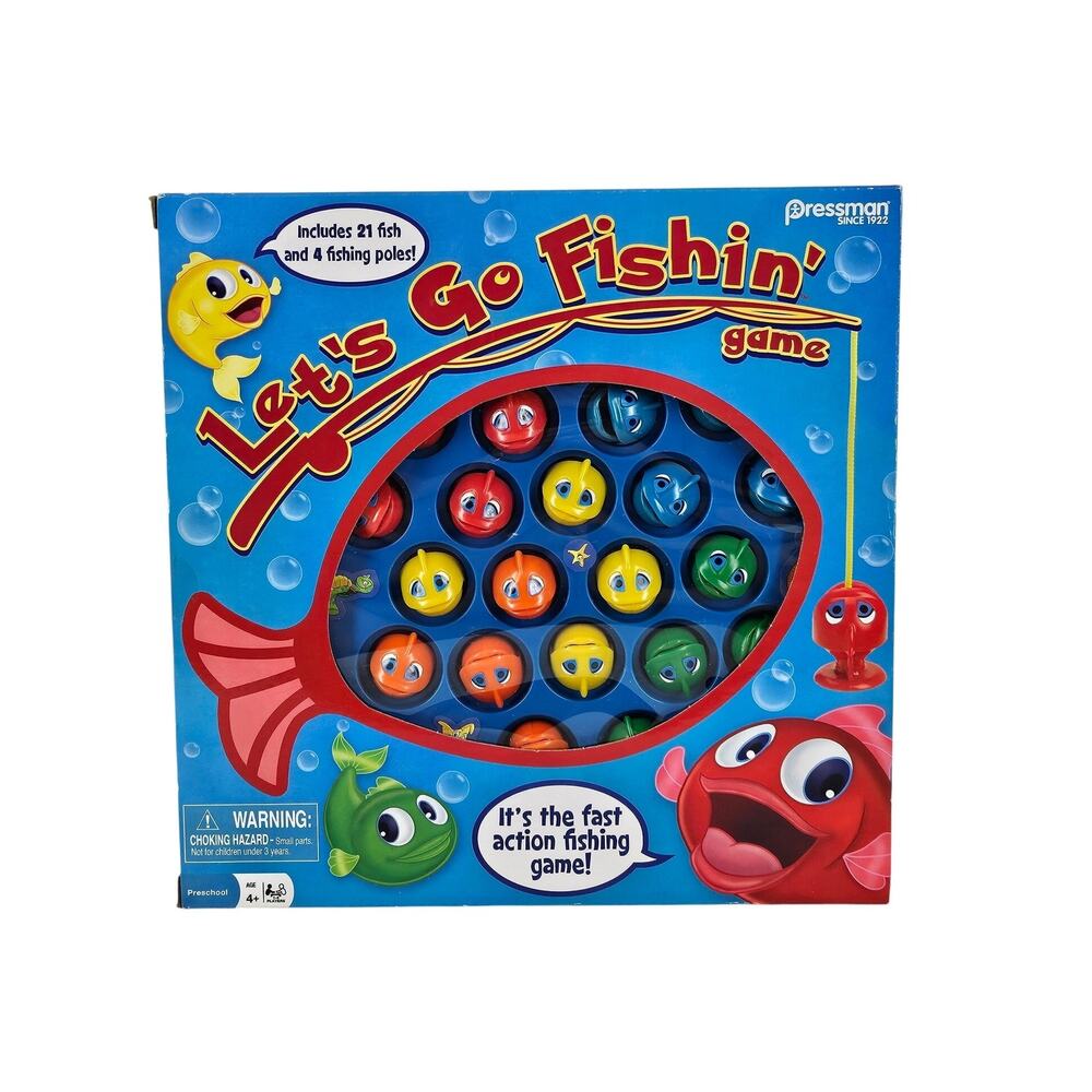 PRESSMAN LET'S GO FISHING! CLASSIC GAME, 21 FISH PLUS 4 POLES - AGES 4+